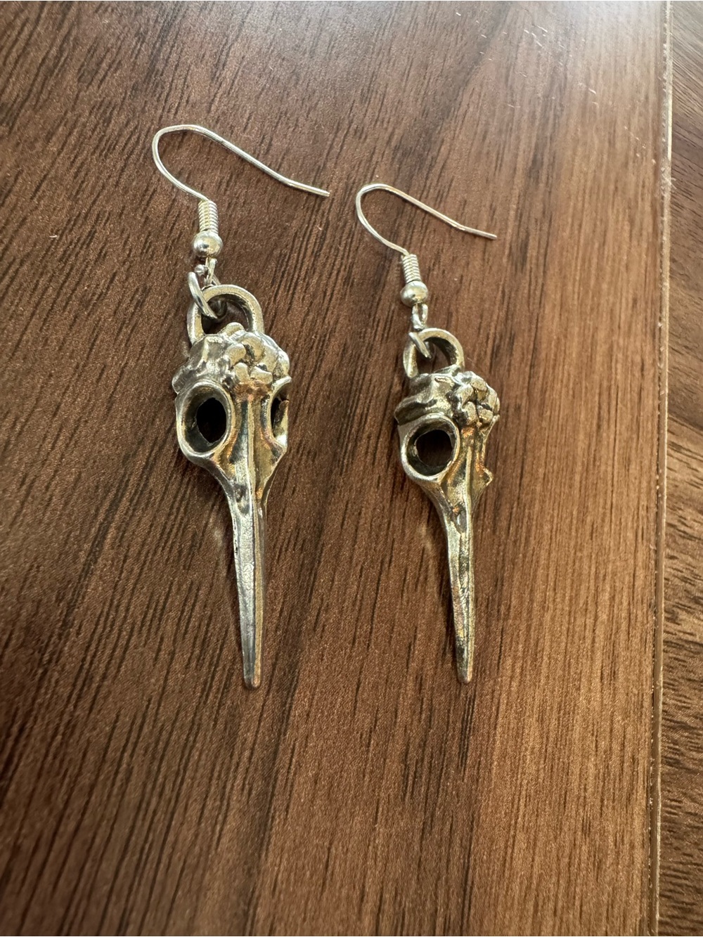 Hot Topic Silver Bird Skull Dangle Earrings